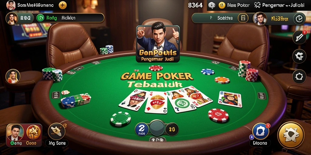 Tampilan gameplay poker yang memikat dan interaktif.