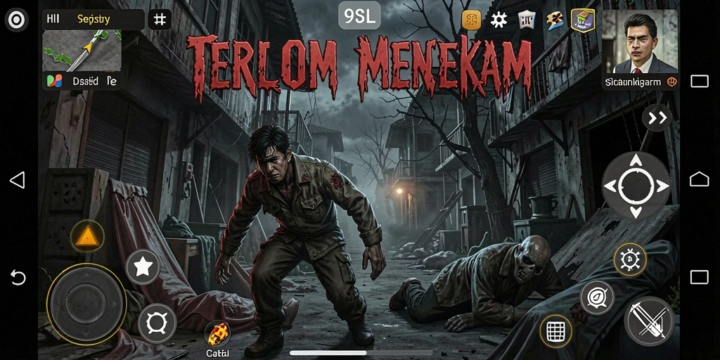 Gameplay 9SL yang menegangkan dan menyeramkan saat menghindari ancaman.