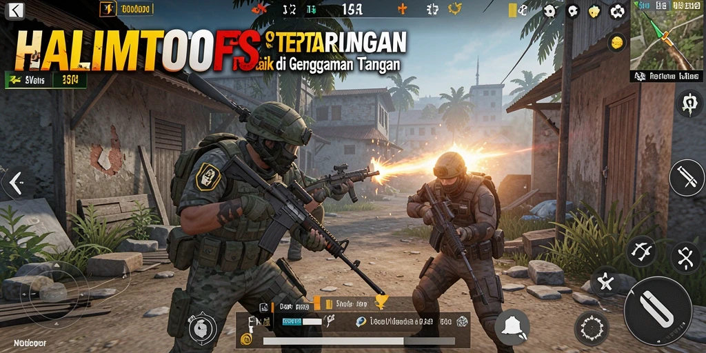 Screenshot gameplay HALIMTOTO menampilkan aksi tembak-menembak yang mendebarkan.