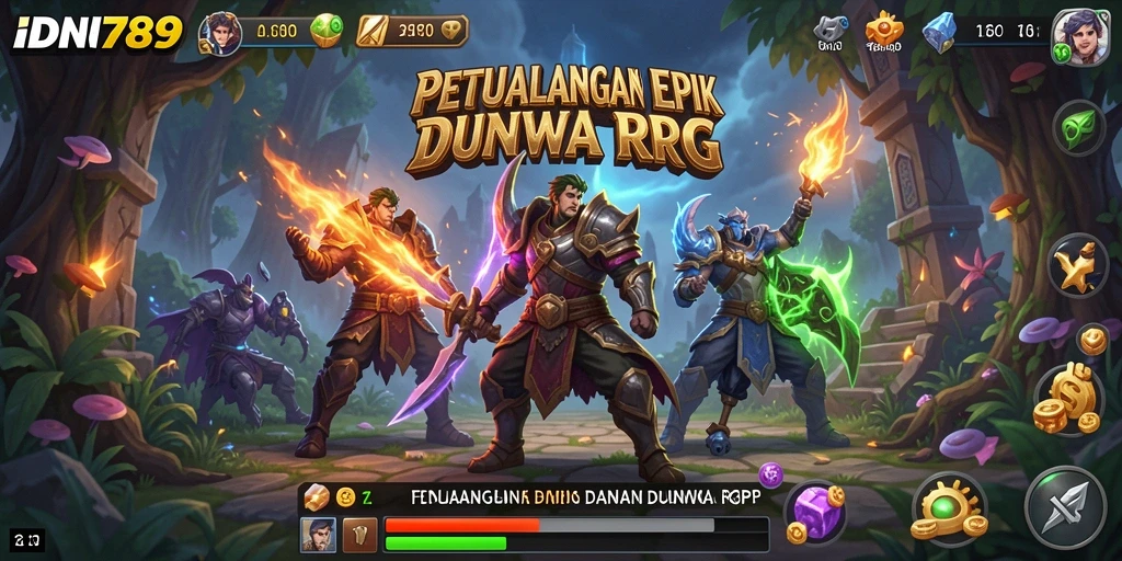 Screenshot utama IDN789 menampilkan aksi pertarungan yang mendebarkan di dunia RPG.