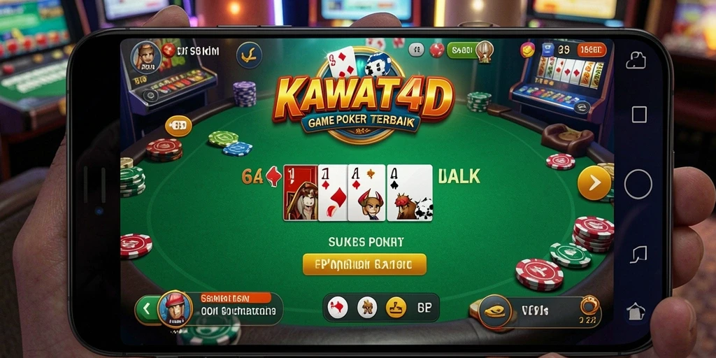 Screenshot gameplay KAWAT4D menampilkan momen seru di meja poker.