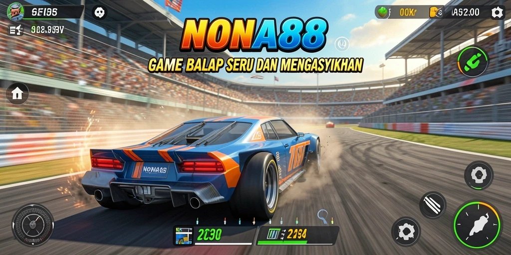 Tangkapan layar gameplay dari NONA88 yang menunjukkan balapan seru di trek menantang.