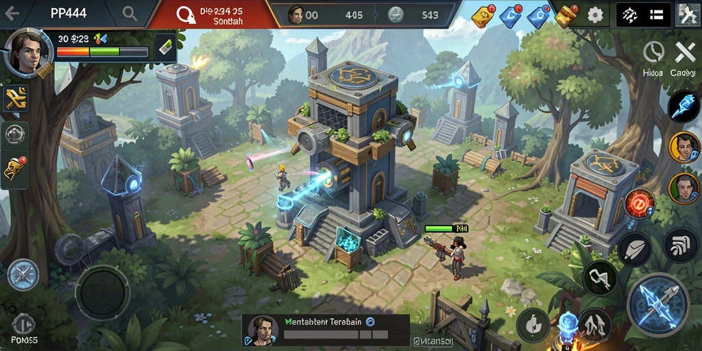 Tampilan screenshot PP444 menampilkan aksi seru dalam gameplay Tower Defense.