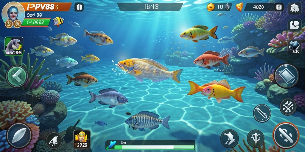 Screenshot gameplay PPV88 menunjukkan aksi seru menembak ikan.