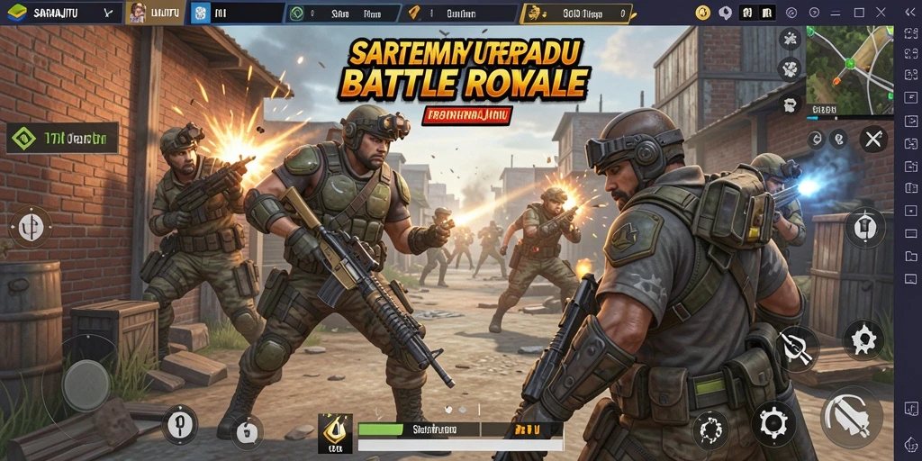 Tampilan seru gameplay SARANAJITU dalam pertempuran Battle Royale.