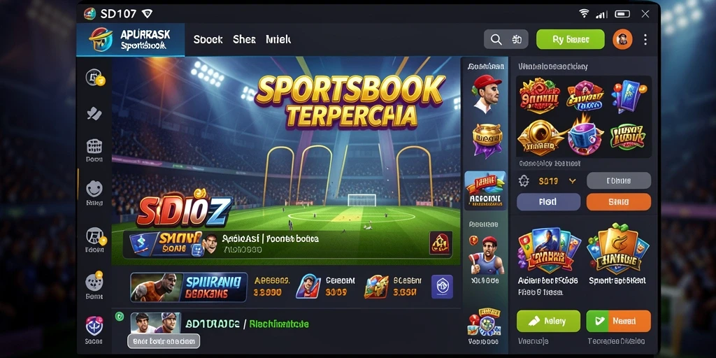 Screenshot utama SD107 menampilkan antarmuka taruhan olahraga yang menarik.
