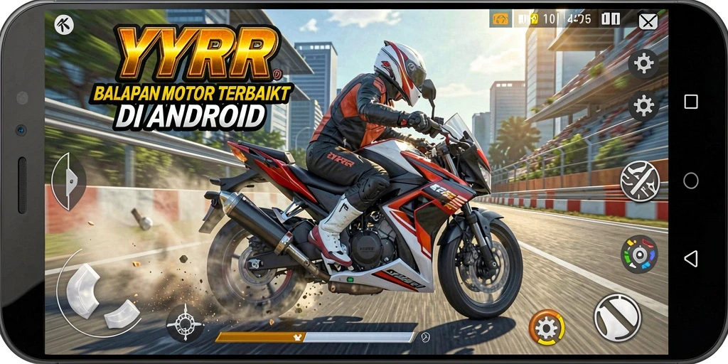 Tampilan gameplay balapan motor yang mendebarkan di YYRR.